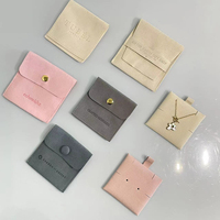 Pochette à bijoux en microfibre avec insert, personnalisable avec logo, en suède, à rabat, couleur crème rose, pour boucles d'oreilles et colliers