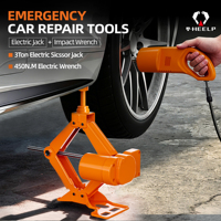 ZS ZS3SJ-B01C 2-in-1 3T 42cm 12V Dongkrak Gunting Listrik Baja Impact Wrench Pengangkat Mobil Perbaikan Darurat Pinggir Jalan 12 Bulan