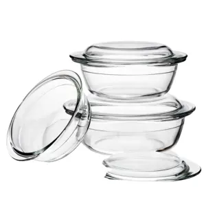 Linuo 2023 New Design Transparent Glass Casserole Casserole Dish Glass Top