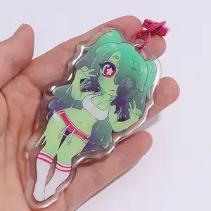 Özel baskılı şeffaf epoksi akrilik karikatür Standee plastik şeffaf akrilik kombinasyonu Stande anahtarlık plastik anime figürü