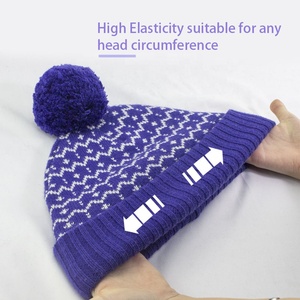 <span class=keywords><strong>Bonnet</strong></span> d'hiver <span class=keywords><strong>tricot</strong></span>é en laine fauk fourrure de marque avec logo pour hommes <span class=keywords><strong>Bonnet</strong></span> à <span class=keywords><strong>pompon</strong></span> à revers pour snowboard - Product Image 5