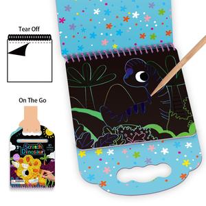 Scratch Art Book para niños con Stylus de madera Rainbow Creative Dinosaur DIY Drawing Toys Set Kit de pintura - Product Image 2