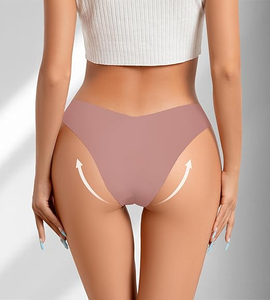 سراويل داخلية نسائية أحادية اللون لرفع المؤخرة بدون آثار ظاهرة، مصنوعة من الحرير الصناعي، مريحة وقابلة للتنفس، منخفضة الخصر للاستخدام اليومي - Product Image 5