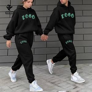 Conjunto de Dos Piezas de Felpa Personalizado para Parejas, Estilo Urbano, Sudadera Holgada con Hombros Caídos y Pantalones Deportivos, Conjuntos para Mujer - Product Image 3