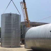 Réservoir d'eau corrugué rond en acier inoxydable 304 de 4000 L (4 m³, 4 T, 880 gallons) avec isolation en polyuréthane double couche pour eaux de pluie