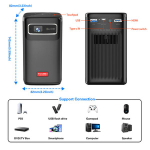 Projecteur DLP natif 720P, TI 0.23DMD DLP-LINK 3D, mise au point automatique et correction de trapèze, WiFi BT5.0, prend en charge 4K HDR10, <span class=keywords><strong>cinéma</strong></span> portable - Product Image 6