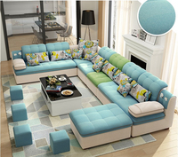 Canapé d'angle en microfibre blanche sur mesure pour salon, avec ottoman, très confortable pour appartement ou hôtel