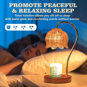 フレグランスキャンドルウォーマーランプ2電球付き電気キャンドルウォーマー、タイマー & 調光器付き室内装飾用ワックスメルト - Product Image 3