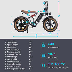 Bicicleta Eléctrica Happyrun G60 48V con Motor Trasero sin Escobillas de 750W, Neumáticos Anchos, Todoterreno, Alcance de 60KM, 28+ mph, 330 Lbs Happyru - Product Image 3