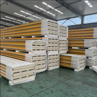 Panneau mural et de toiture sandwich en métal de 75 mm, ignifuge, isolé en polyuréthane, pour la construction de chambres froides et d'entrepôts, fabriqué en Chine