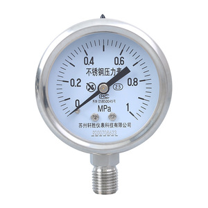 Manomètre en acier inoxydable Suzhou Xuansheng Y60BF 60 mm, connexion filetée M14X1.5, résistant à la corrosion - Product Image 1