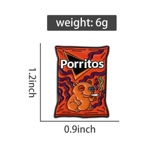 Pin de esmalte con diseño de chips de queso Porritos, divertido broche de animales para snacks, insignia de solapa, joyería, regalo para amigos - Product Image 6