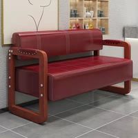 Chaise d'attente moderne pour salon de coiffure, bureau, hôpital, chaise longue décontractée en bois massif, siège rembourré commercial pour la beauté, les ongles et la coiffure