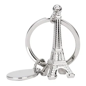 2024巴黎促销钥匙扣巴黎埃菲尔铁塔模型钥匙扣定制金属标志空白小标签钥匙扣