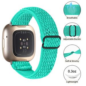 Accessoires de bracelet à boucle en métal réglable en tissu de <span class=keywords><strong>sport</strong></span> pour <span class=keywords><strong>Fitbit</strong></span> Versa 3/<span class=keywords><strong>Sense</strong></span> Bracelet de <span class=keywords><strong>montre</strong></span> élastique en Nylon - Product Image 4