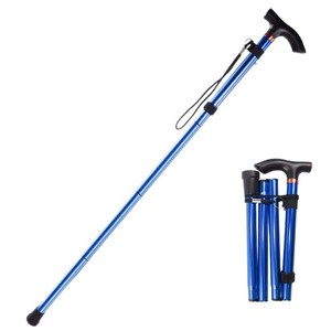 Bâton de marche pliable à poignée en T, en alliage, 85-95 cm, verrouillage interne, bâton de randonnée ultraléger pour personnes âgées, utilisation en extérieur - Product Image 2