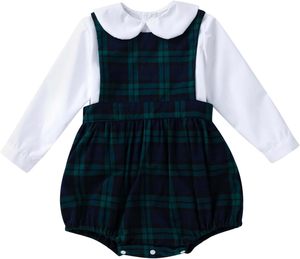 Custom <strong>Christmas</strong> Tartan Plaid Newborn Clothes <strong>Girls</strong> Boys Bodysuit Infant Long Sleeve White Shirt <strong>Jumper</strong> Baby Romper Set - Product Image 2