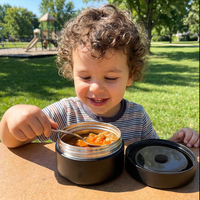 Boîte à lunch isotherme en acier inoxydable de 390 ml pour enfants, avec bouton de pression hermétique, personnalisable
