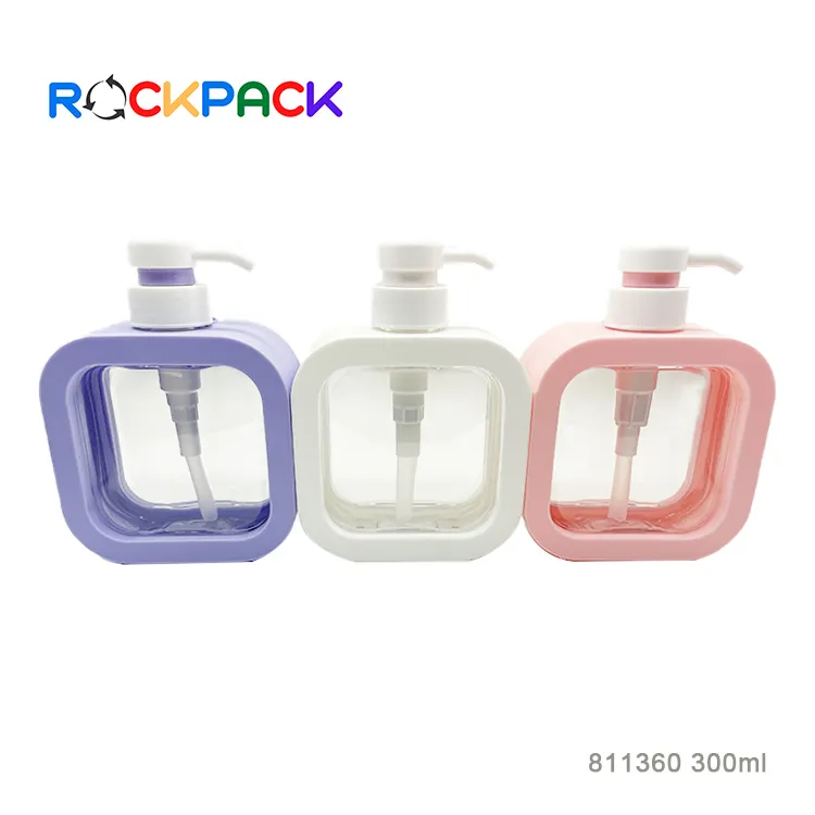 300 мл квадратной формы косметический контейнер пластиковый красочный жидкость для мытья рук мыльные пузыри лосьон для тела бутылка с насосом