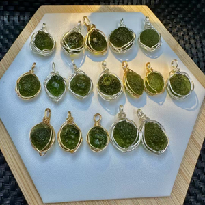 925 gioielli in argento genuino ciondolo Moldavite fai da te filo di rame grezzo ciondolo ceco Moldavite pietra di cristallo per la decorazione - Product Image 4
