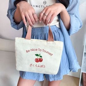 Wholesale <b>Printed</b> Canvas Pouch for Girls As a Fashionable Gift with a Bright Colorful Handle Mini Canvas Tote Bag - Product Image 4
