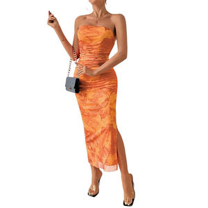 Vestido casual floral sin tirantes estampado de malla, nueva ropa de mujer en el verano de 2025, versión delgada natural - Product Image 6