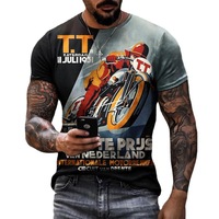Nouveau T-shirt décontracté pour homme 2026, coupe ample, léger, élégant, respirant, en polyester, à manches courtes, imprimé 3D, moto