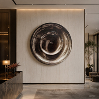 Sculpture murale moderne en résine ronde marron et noire, peinture décorative murale personnalisée pour la décoration intérieure d'hôtel, de maison ou de bureau
