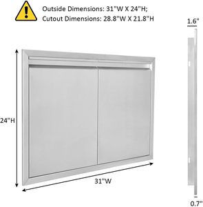Puertas Dobles para Cocina Exterior, Acero Inoxidable 304 Reforzado, Accesorios para Cocina Exterior, Puerta para Interiores y Exteriores - Product Image 2