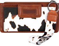 Portefeuille long vintage occidental en similicuir à motif vache, pochette de luxe en similicuir à motif pour femme, porte-cartes et porte-téléphone