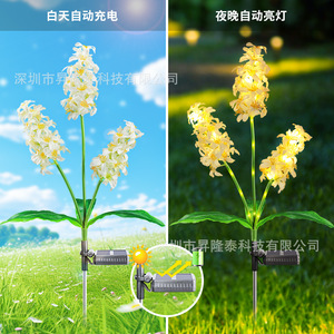 Lampes solaires de jardin à LED, lampe à fleurs, extérieures, étanches, alimentées par énergie solaire, 3 têtes, décoratives, pour pelouse, cour, patio - Product Image 2