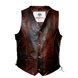 Gilet en cuir décontracté pour homme personnalisé - Vêtement d'extérieur durable et respirant avec col en V, design personnalisable, haute qualité, OEM/ODM sur mesure - Product Image 1