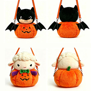Customized in Stock Halloween Ghost Face Pumpkin Bag Funny Creative <b>Plush</b> <b>Toy</b> Doll Bag PP Cotton Filling Unisex Ages 5-13 - Product Image 1