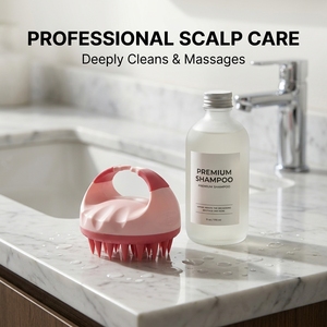 Custom LOGO Handle Grip Blood Circulation Anti Dandruff Non Slip Soft TPE Shampoo Brush <strong>Scalp</strong> <strong>Massager</strong> for Hair Washing &amp; Growth - Product Image 4