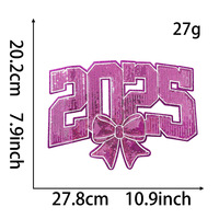 Gros grand patch décoratif du Nouvel An doux coeur mot fer sur patchs à paillettes classe de 2025 pour sac à vêtements