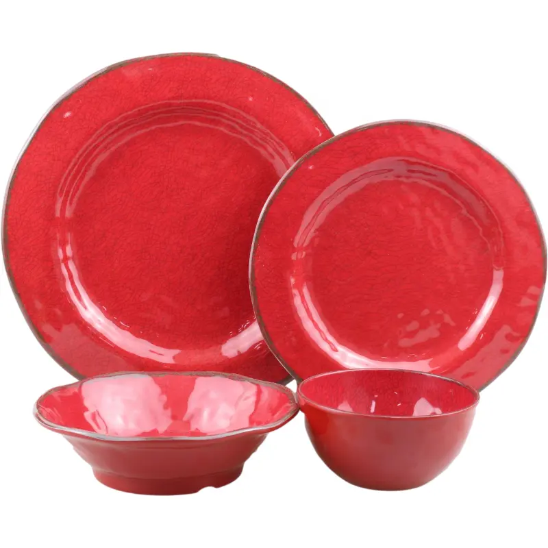 Экологичная Рождественская обеденная тарелка популярного дизайна, красная и цветная меламиновая посуда на заказ, Столовые сервизы