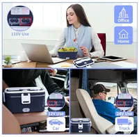 Kotak makan siang listrik 60W, pemanas makanan portabel 12V 24V 110V untuk mobil/truk/rumah dengan 1,8 l