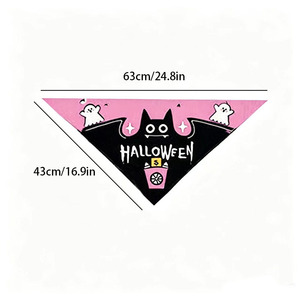 Pañuelo Triangular para Mascotas Yisi de Halloween, 63cm X 43cm, para Perros y Gatos, Temporada de Otoño - Product Image 1