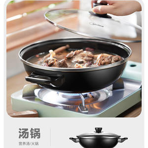 Juego de utensilios de cocina antiadherentes Midea de 3 piezas, sartén, olla para sopa con tapa, color negro, para estufas de gas e inducción - Product Image 3