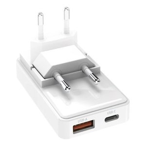Caricabatterie USB <b>Type</b>-A, USB <b>Type</b>-<b>C</b> FLEXI WALL <b>CHARGER</b> 65W White TETRGANUSBTCFOLD65W - Product Image 1
