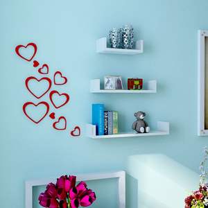 Étagère murale en bois à deux niveaux avec crochet en tissu Organisateur d'entrée Porte-manteaux Porte-clés Porte-courrier pour le salon - Product Image 6