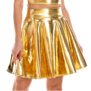 Gonna da ballo metallizzata lucida per ragazze, gonna <span class=keywords><strong>a</strong></span> campana con <span class=keywords><strong>vita</strong></span> <span class=keywords><strong>alta</strong></span> elasticizzata, costume per performance sul palco, per spettacoli di Jazz e Hip Hop - Product Image 1
