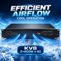Amplificateur stéréo AOFO KV8 Classe H 2U à montage en rack, double canal, amplificateur audio PA pour discothèques, salles de réception et enceintes de tournée