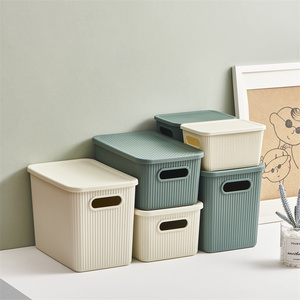 Monr Dọc Sọc Thiết Kế Nhựa Lưu Trữ <span class=keywords><strong>Box</strong></span> Với Nắp Xách Tay Với Xử Lý Stackable Nhựa Tổ Chức Cho Hộ Gia Đình Đồ Lặt Vặt - Product Image 4