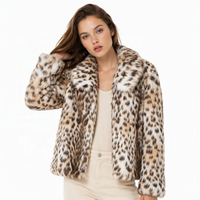 Veste Courte Zeyu Tendance pour Femme en Fausse Fourrure Peluche Motif Léopard Col Montant Coupe Ample Imprimé Animal pour Soirée et Hiver