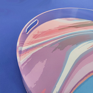 Vòng trang trí khay acrylic <span class=keywords><strong>lucite</strong></span> phục vụ khay với xử lý perspex thực phẩm khay tráng miệng tấm cho Bàn cà phê - Product Image 5