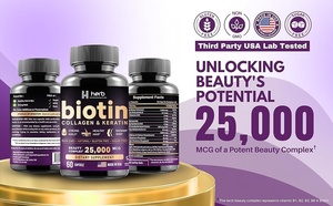 Capsules de biotine pour adultes à absorption rapide avec collagène, kératine et vitamines, pour le soutien des cheveux, des ongles et de la peau, marque privée OEM/ODM - Product Image 5