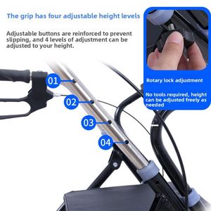 Chelan Chariot de courses pliable à quatre roues pour personnes âgées avec siège de repos en acier au carbone, capacité de charge 200 kg - Aide à la mobilité et à la rééducation - Product Image 2