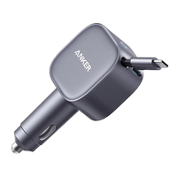 Anker 75W Max USB-C Car Charger Ultra-Compact Type-C Fast Charger Kabel Retractable Kompatibel untuk iPhone 16/15 MacBook Pro/Air