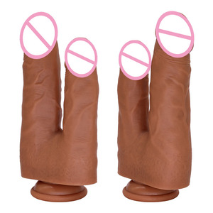 Silicona realista enorme pene fino consolador grande en forma de <span class=keywords><strong>U</strong></span> doble cabeza penetración Dong consolador para mujeres lesbianas juguetes sexuales - Product Image 1